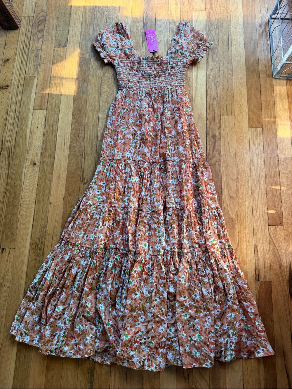 NEW Southern fried chics orange and brown floral maxi dress